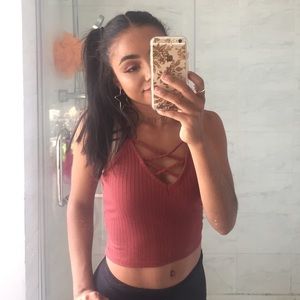 burnt orange crop top